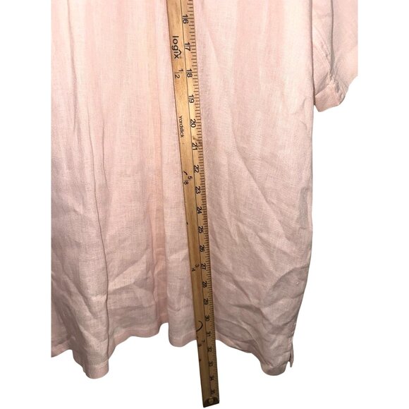 Cabana Mens 2XL Pink Linen Button-Up Shirt Short Sleeve With Pocket Casual Light - Picture 5 of 6